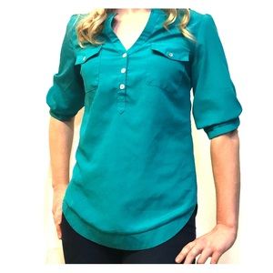 Teal blouse from stitch fix 3 quarter sleeves.